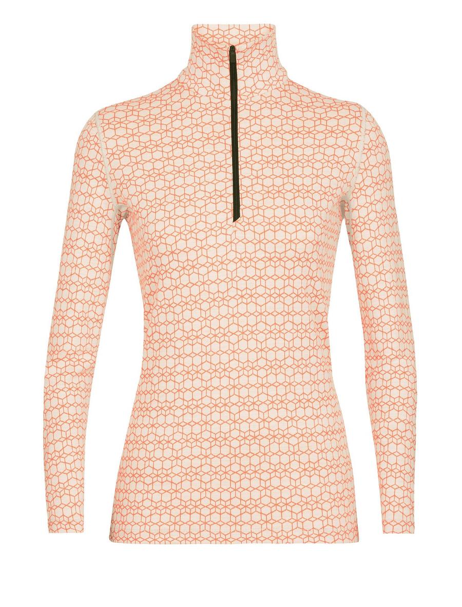 Base Layers Icebreaker Merino 250 Vertex Long Sleeve Half Zip Alpine Geo Femme Blanche | FR 1837FDNM